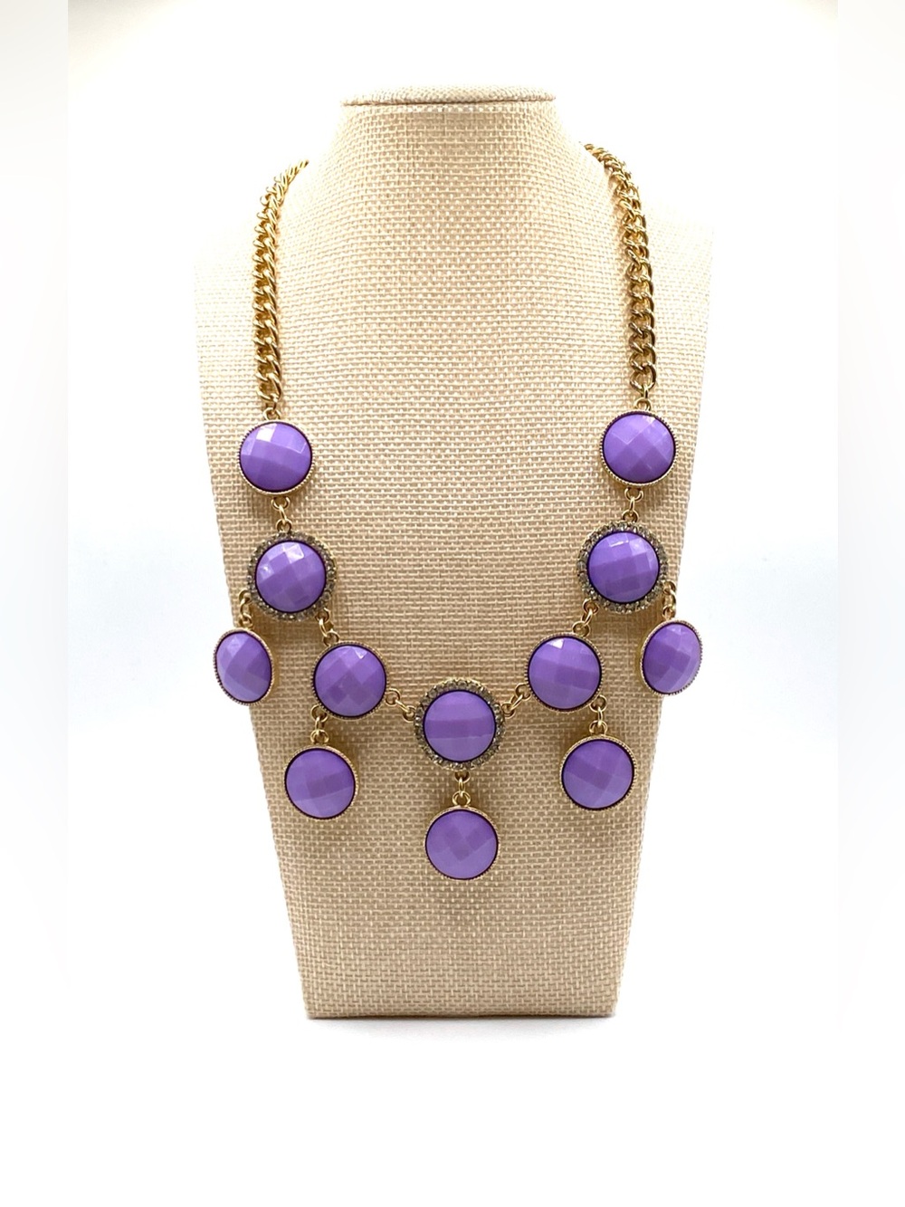 Gold-Chain Purple Statement Necklace
